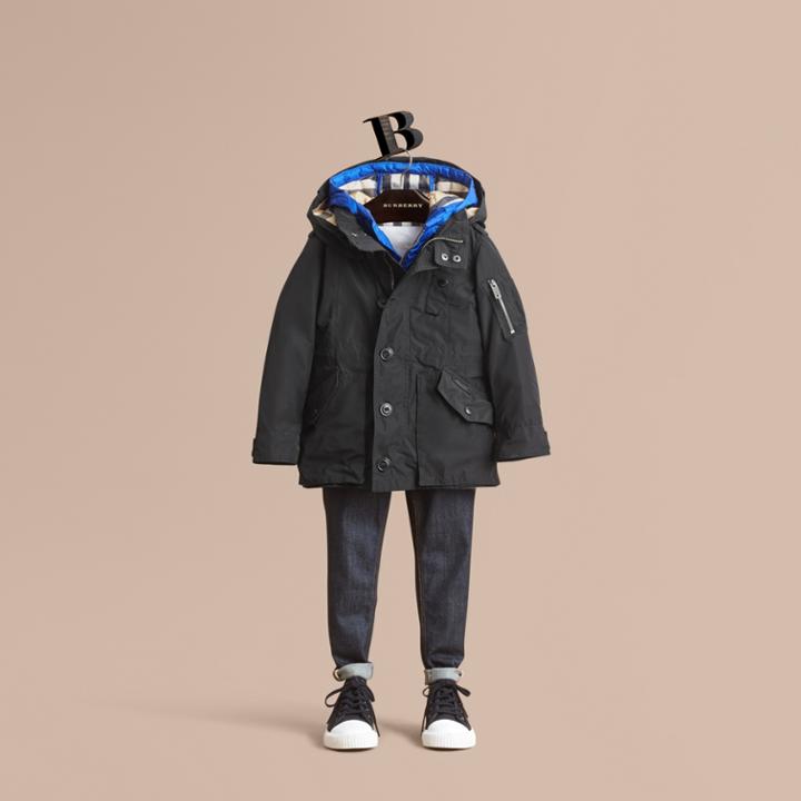 Burberry Burberry Detachable Hood Coat With Down-filled Gilet, Size: 14y, Black