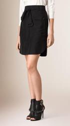 Burberry Belted A-line Silk Skirt