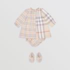 Burberry Burberry Childrens Contrast Check Cotton Dress With Bloomers, Size: 6m, Beige