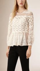 Burberry Prorsum Floral Lace And Mesh Blouse