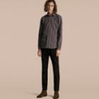 Burberry Burberry Slim Fit Pyjama Stripe Cotton Poplin Shirt, Size: 43, Blue