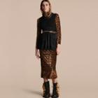 Burberry Panelled Cashmere And Floral Jacquard Top