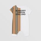 Burberry Burberry Childrens Icon Stripe Panel Cotton Playsuit, Size: 9m, White