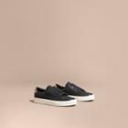 Burberry Burberry Metallic Detail Leather Trainers, Size: 36, Black
