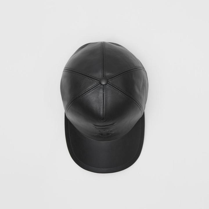 Burberry Burberry Monogram Motif Leather Baseball Cap, Black