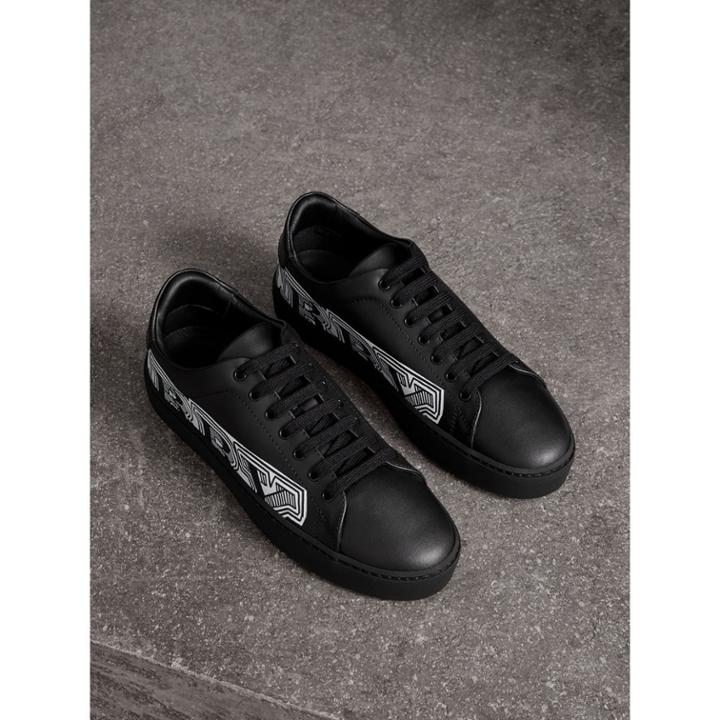 Burberry Burberry Doodle Print Leather Trainers, Size: 39.5