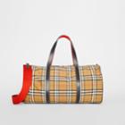 Burberry Burberry Large Vintage Check And Leather Barrel Bag, Yellow