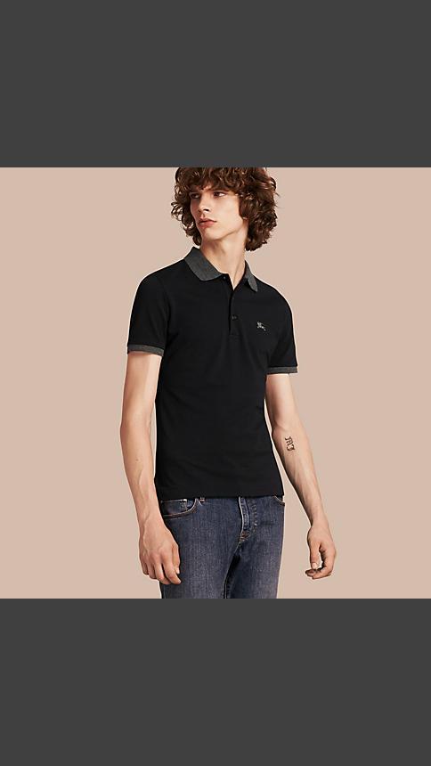Burberry Contrast Colour Detail Cotton Piqu Polo Shirt