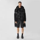 Burberry Burberry Flag Print Technical Wool Cropped Duffle Coat, Size: 44
