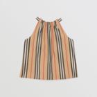 Burberry Burberry Childrens Icon Stripe Cotton Halterneck Top, Size: 14y, Beige