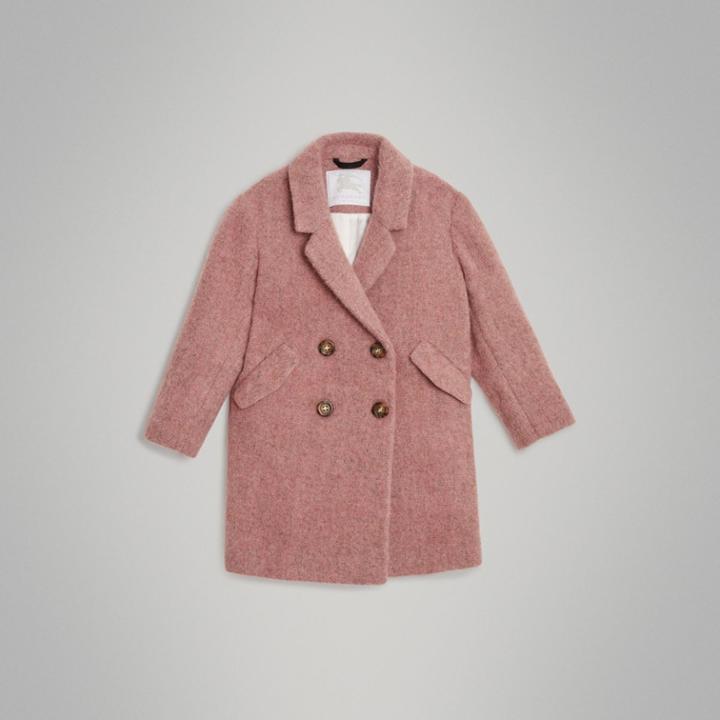 Burberry Burberry Wool Alpaca Blend Tailored Coat, Size: 12y, Pink
