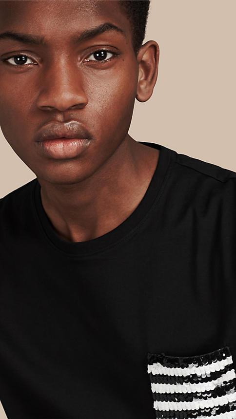 Burberry Cotton T-shirt With Sequin Stripe Detail