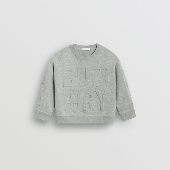 Burberry Burberry Childrens Embossed Logo Cotton Sweatshirt, Size: 3y, Grey
