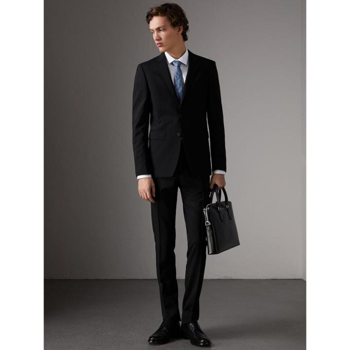 Burberry Burberry Slim Fit Wool Part-canvas Suit, Size: 56r, Black