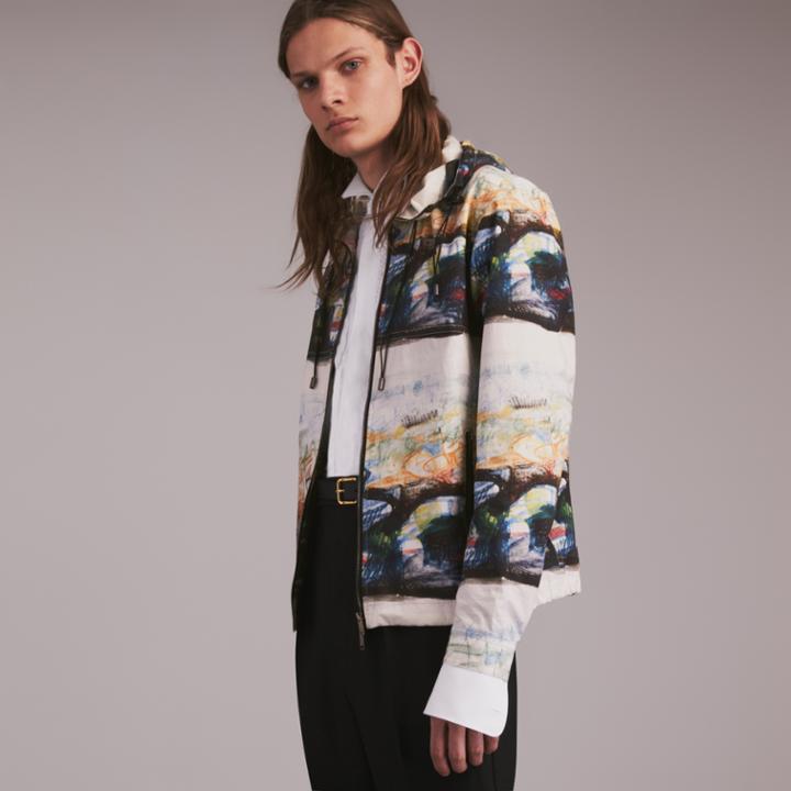 Burberry Burberry Reclining Figure: Bunched Print Hooded Jacket, Size: 44, White