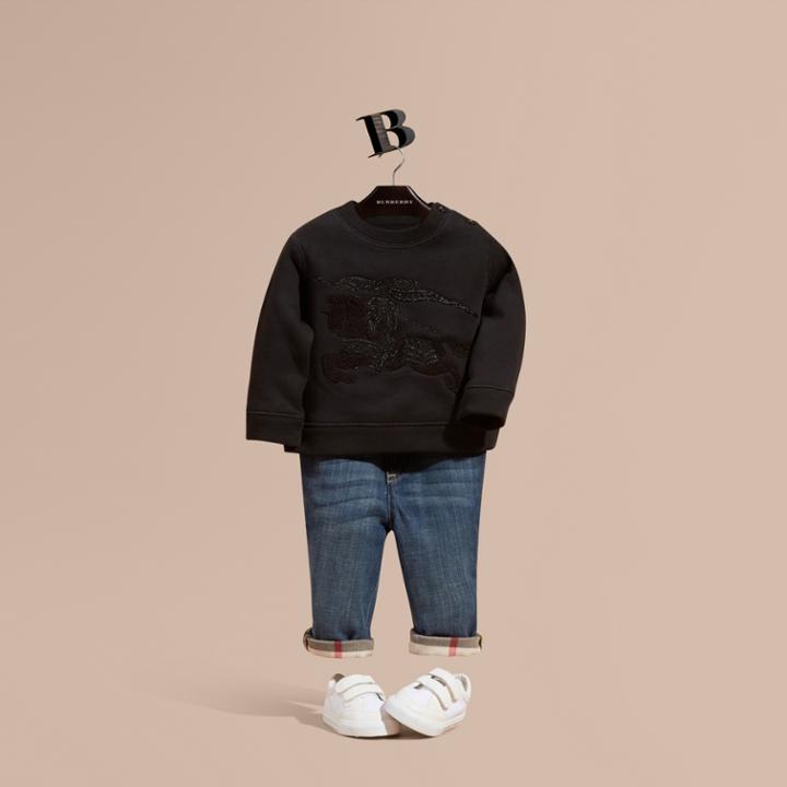 Burberry Burberry Equestrian Knight Detail Cotton Sweatshirt, Size: 3y, Black