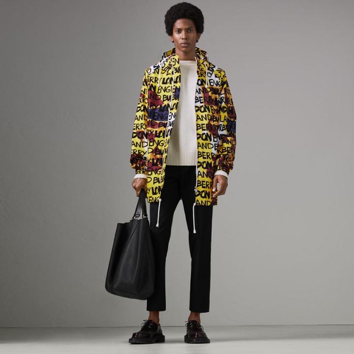 Burberry Burberry Graffiti Archive Scarf Print Hooded Jacket, Size: 36