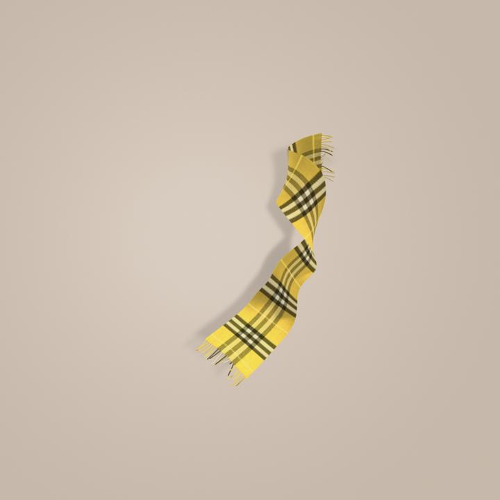 Burberry Burberry The Mini Classic Cashmere Scarf In Check, Size: Os, Yellow