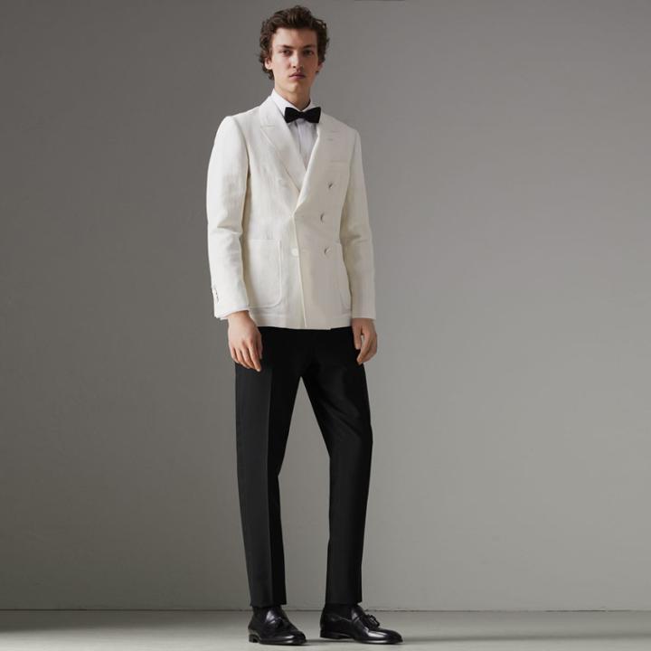 Burberry Burberry Linen Silk Double-breasted Tailored Jacket, Size: 46r, White