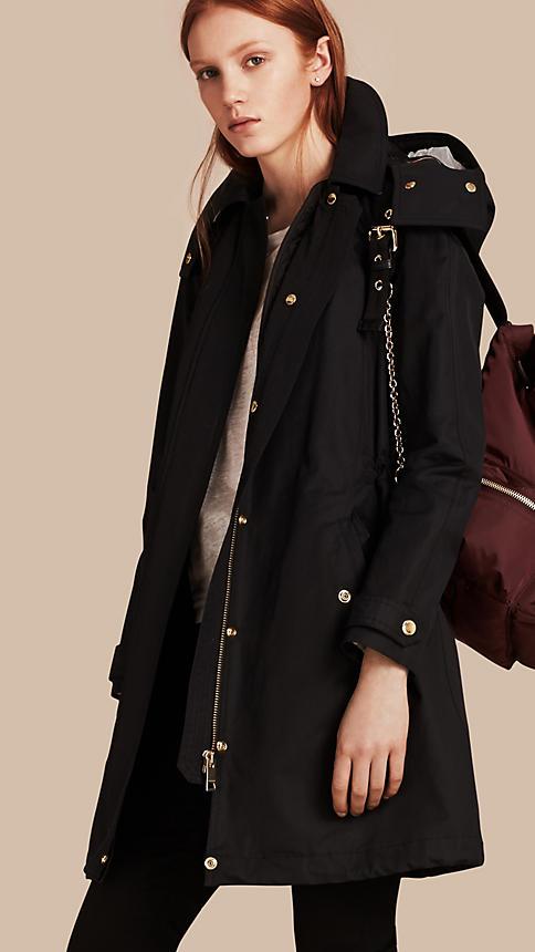 Burberry Hooded Cotton Blend Parka With Detachable Warmer