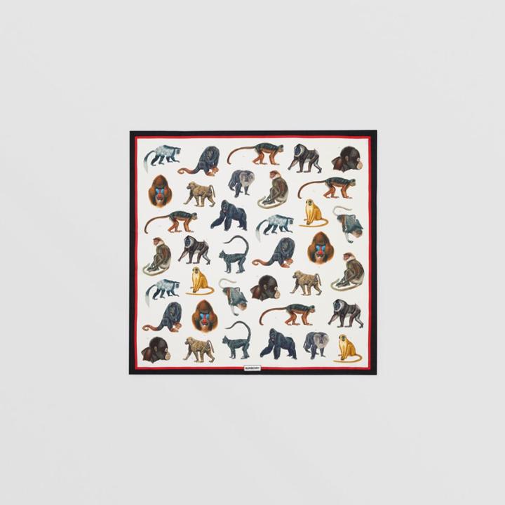 Burberry Burberry Monkey Print Silk Square Scarf, Multicolour
