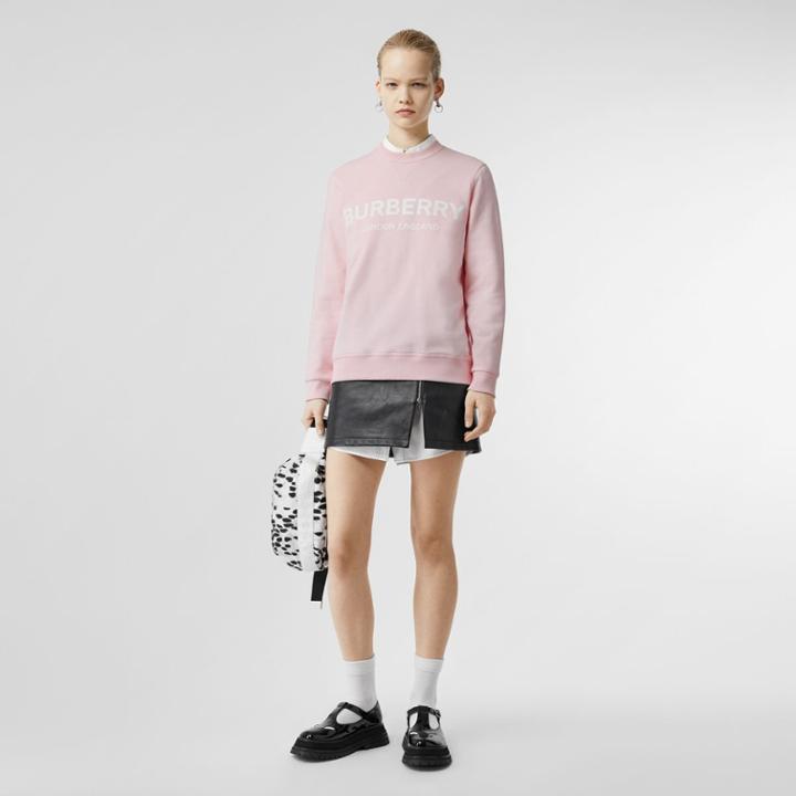 Burberry Burberry Logo Print Cotton Sweatshirt, Size: Xs, Pink