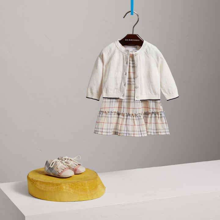 Burberry Burberry Rib Detail Linen Cotton Cardigan, Size: 24m