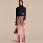 Burberry Puff Sleeve Wool Jacket With Snakeskin Collar