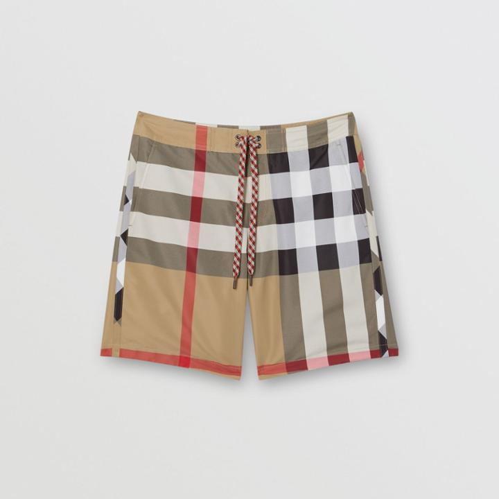 Burberry Burberry Check Swim Shorts, Size: Xl, Beige