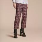 Burberry Pyjama Print Cropped Silk Twill Pyjama-style Trousers