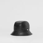 Burberry Burberry Logo Detail Faux Leather Bucket Hat, Size: M, Black