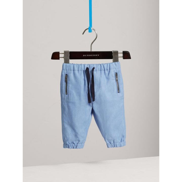 Burberry Burberry Pull-on Chambray Trousers, Size: 9m, Blue