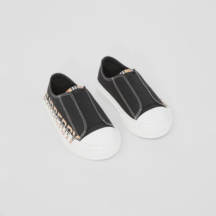 Burberry Burberry Childrens Logo Print Cotton Gabardine Sneakers, Size: 7