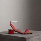 Burberry Burberry Tartan And Patent Leather Block-heel Sandals, Size: 37, Red