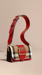Burberry Burberry The Buckle Bag In House Check And Leather, Red