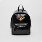 Burberry Burberry Logo Graphic Coated Canvas Backpack, Black