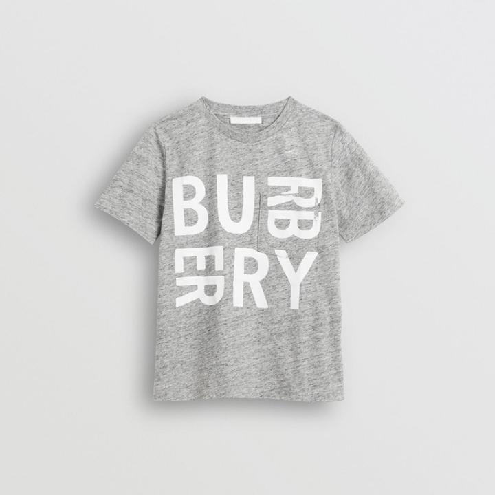 Burberry Burberry Childrens Logo Print Cotton Blend T-shirt, Size: 4y, Grey