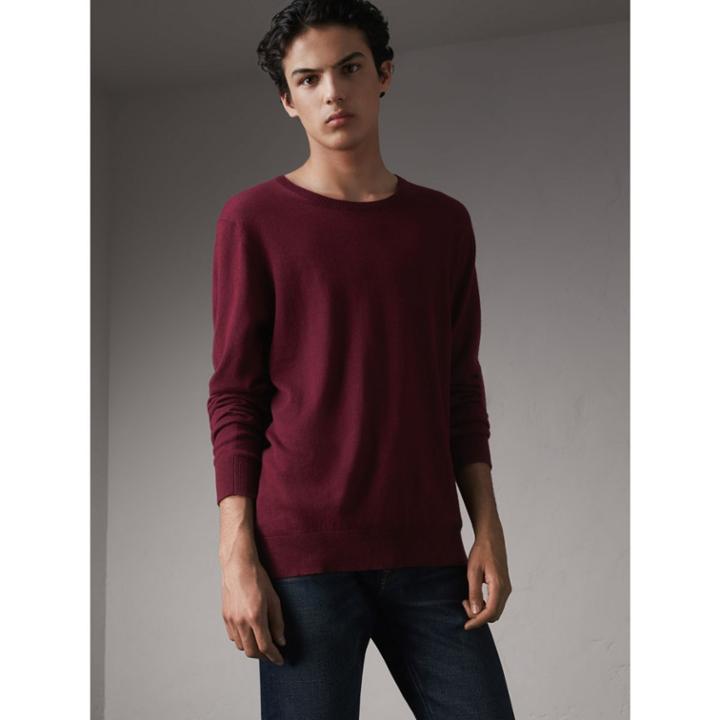 Burberry Burberry Check Trim Cashmere Cotton Sweater, Size: Xxl, Red