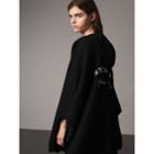 Burberry Burberry Scallop-edged Wool Cashmere Hooded Poncho, Black