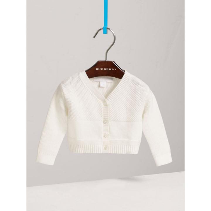 Burberry Burberry Multi-stitch Cotton Cardigan, Size: 18m, White