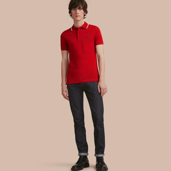 Burberry Burberry Tipped Cotton Piqu Polo Shirt, Size: Xxxl, Red