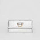 Burberry Burberry D-ring Metallic Leather Continental Wallet, Grey
