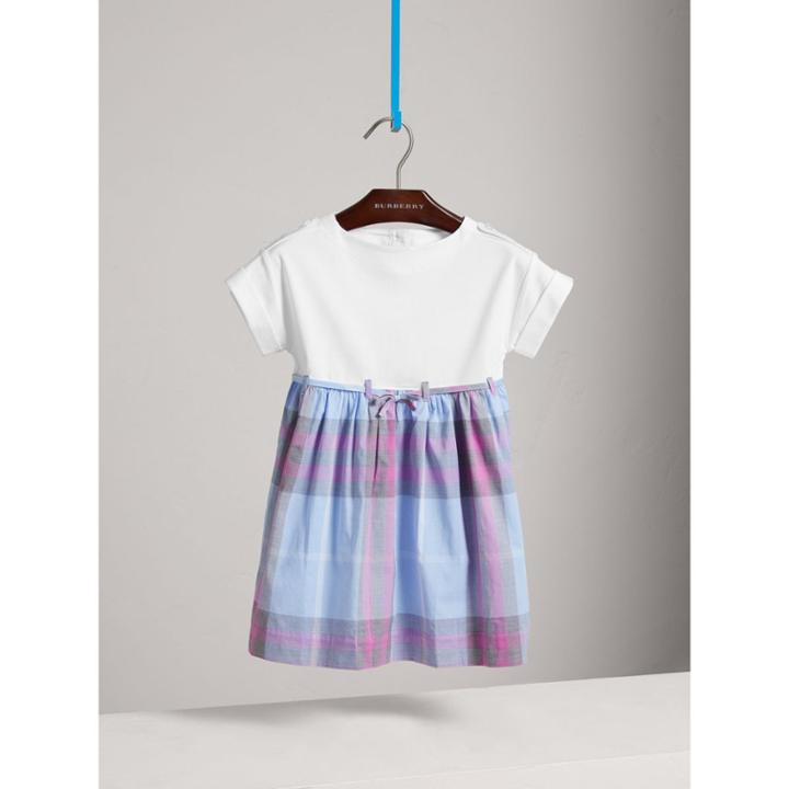 Burberry Burberry Check Cotton Dress, Size: 10y, Blue
