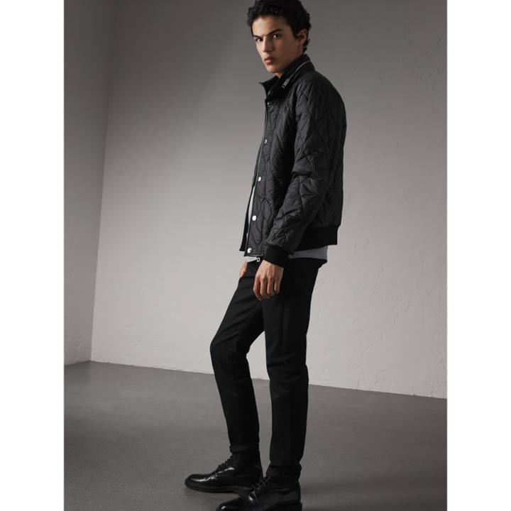 Burberry Burberry Stand-collar Military-quilted Jacket With Packaway Hood, Size: 44, Black