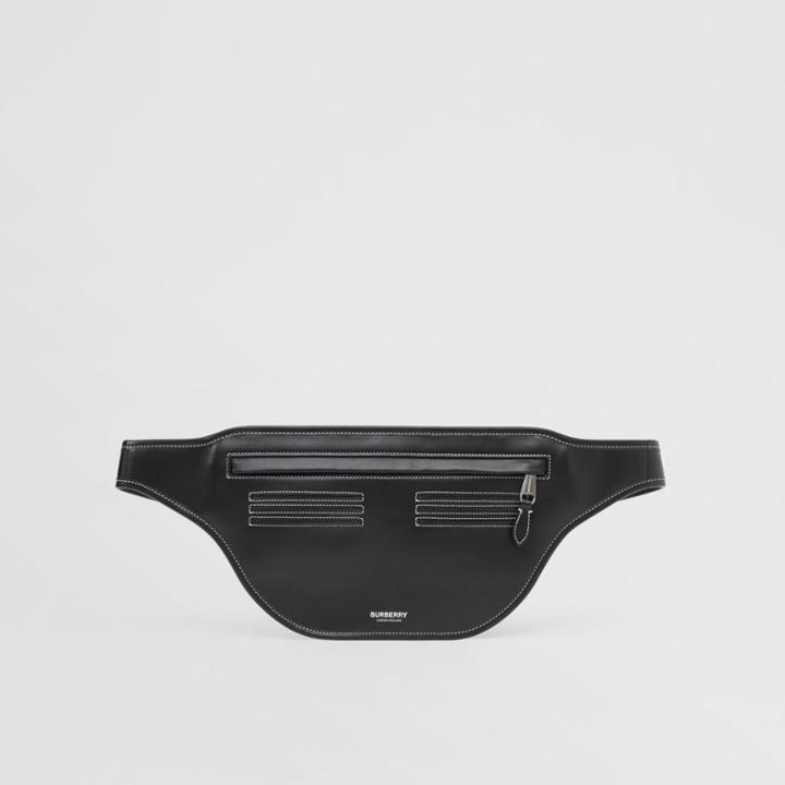 Burberry Burberry Topstitched Leather Brummell Bum Bag, Black