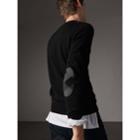 Burberry Burberry Check Trim Cashmere Cotton Sweater, Size: L, Black