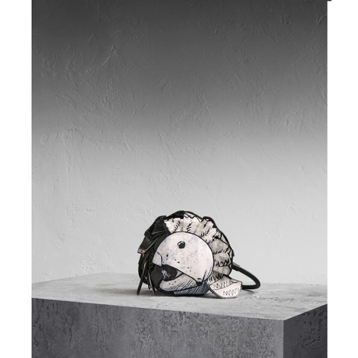 Burberry Burberry Leather And Snakeskin Pallas Helmet Shoulder Bag, Black