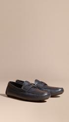 Burberry Grainy Leather Loafers With Engraved Check Detail