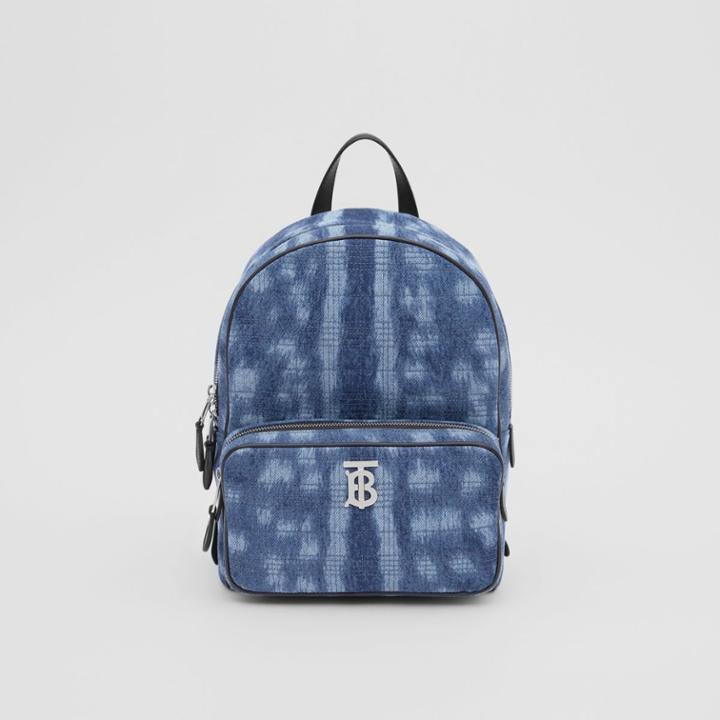 Burberry Burberry Quilted Deer Print Denim Backpack, Blue