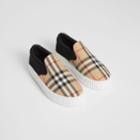 Burberry Burberry Childrens Vintage Check Detail Cotton Slip-on Sneakers, Size: 32, Black